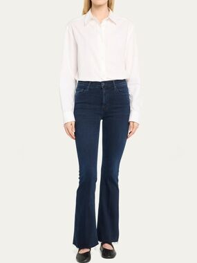 MOTHER The Weekender Dark Indigo High-Rise Flare Jeans SZ 28